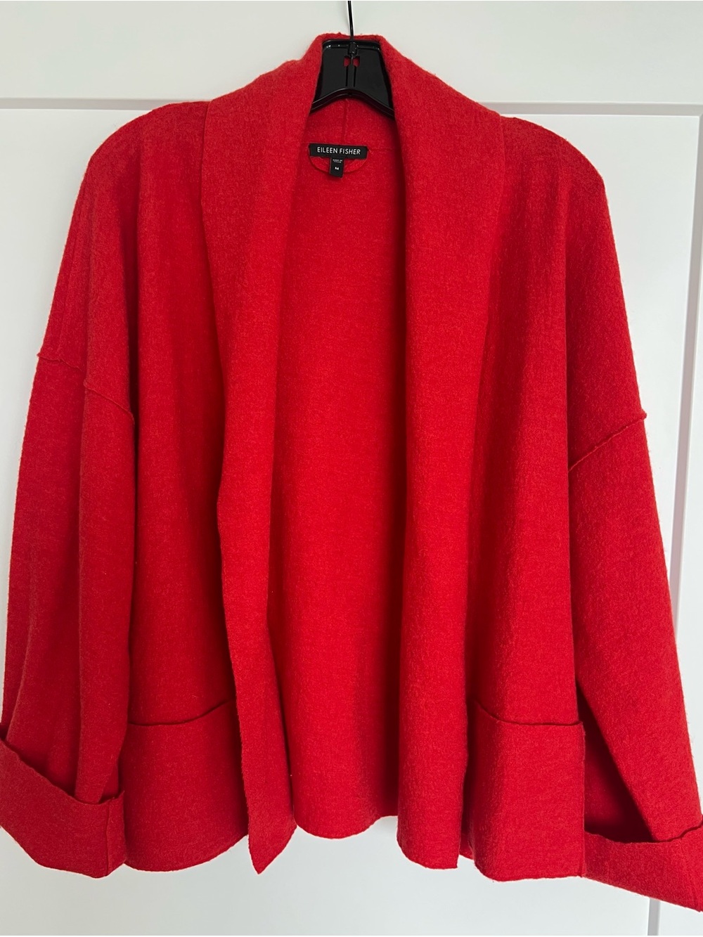 Eileen Fisher Lightweight Boiled Wool Kimono Jacket in Red